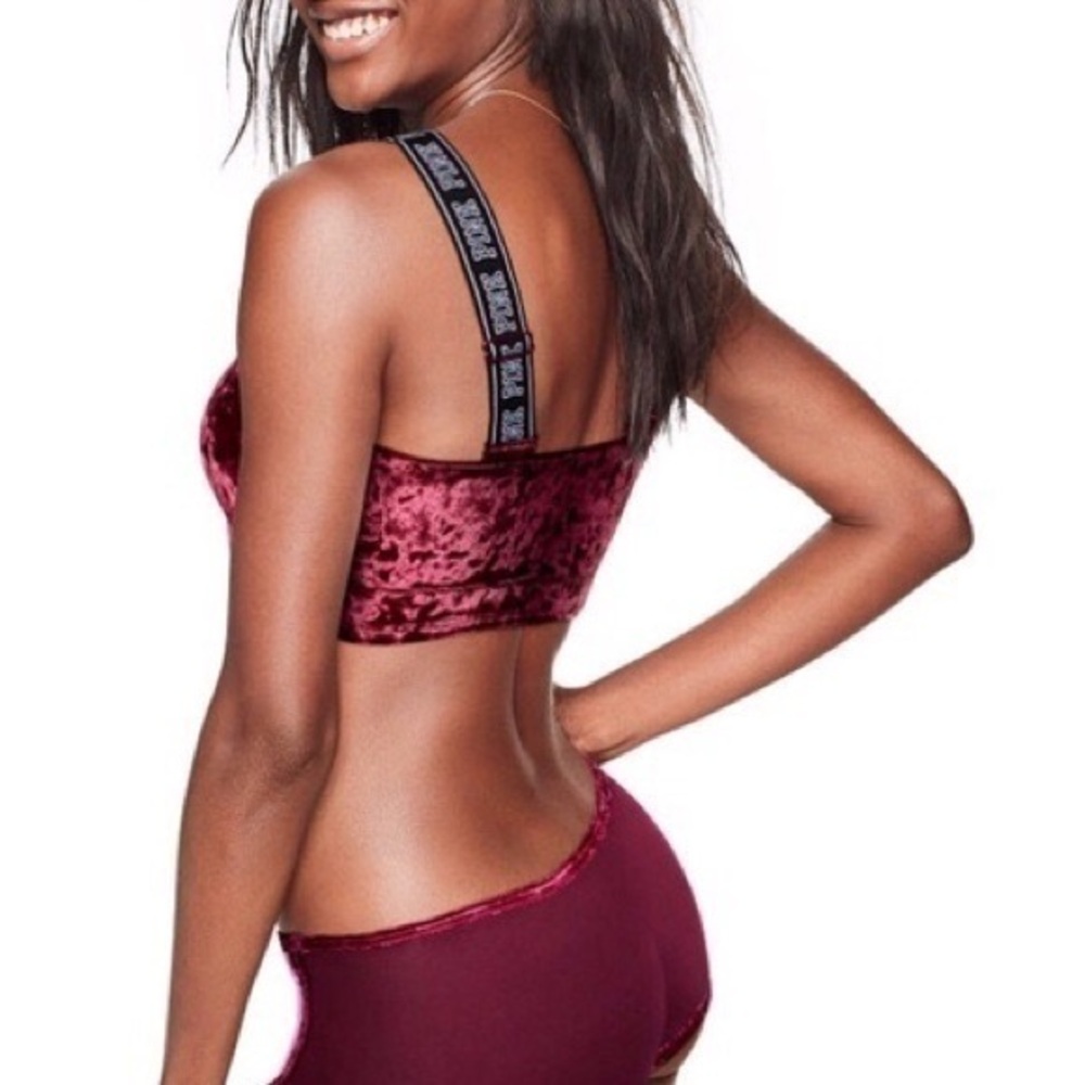 VS Victoria’s Secret PINK Burgundy Velvet Bra Top Crop Top Brami Women’s Size XS